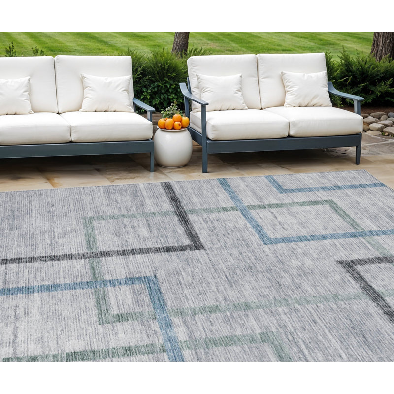 Tapis d'intérieur lavable géométrique 9 pi x 12 pi gris anthracite