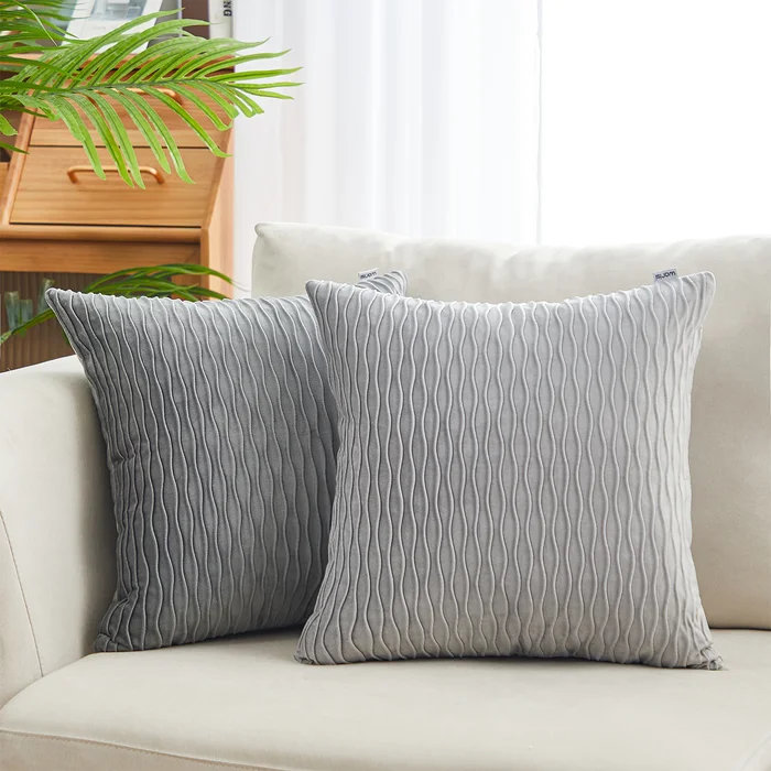  Coussin décoratif en velours géométrique, Gris