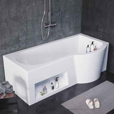 67"X 27.6" Freestanding Soaking Solid Surface Acrylic Bathtub With Ergonomic Design, Dual-purpose Advanced Tub, Nano-glass Water-repellent Feature And Additional Storage Space (bath&shower) 