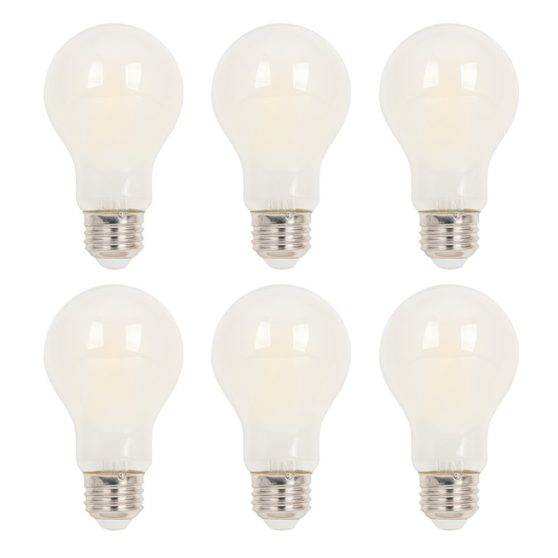Ampoule à DEL 8 W (équivalent à 75 watts) blanc doux à filament A19 à intensité variable, base moyenne, paquet de 6