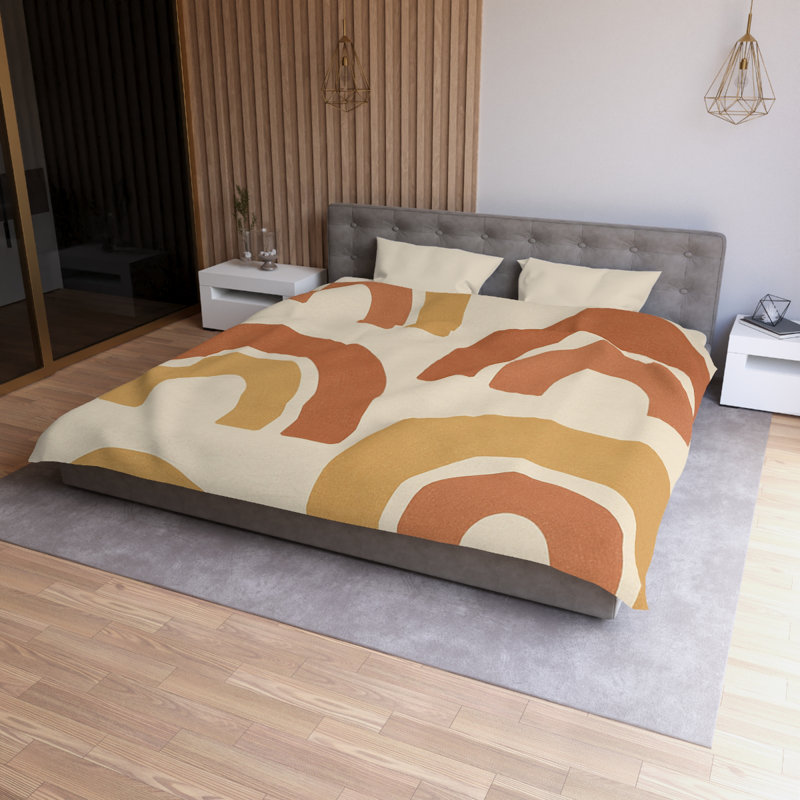 Microfiber Duvet Cover Boho Style, Design 52, Cream, King Duvet Cover