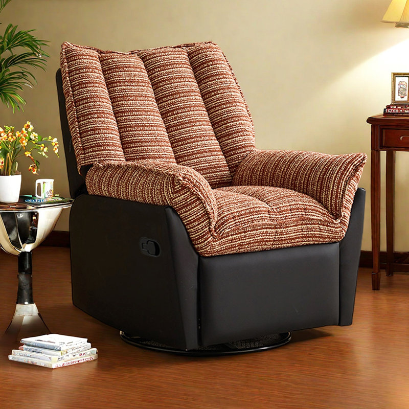 Home Leisure Sofa Bedroom 360° Rotation Recliner, Red/White/Black