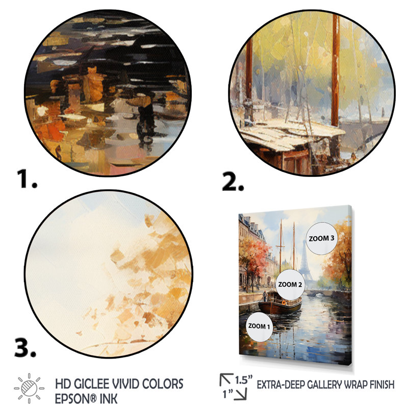 «Brown Canal Waterway Palette», reproduction sur toile, H 32 po x l 24 po x P 1 po, Encadrement doré