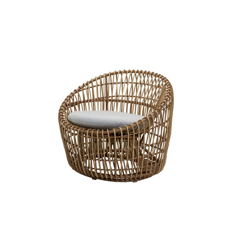 Nest Patio Chair with Cushions, Light Gray, Natural
