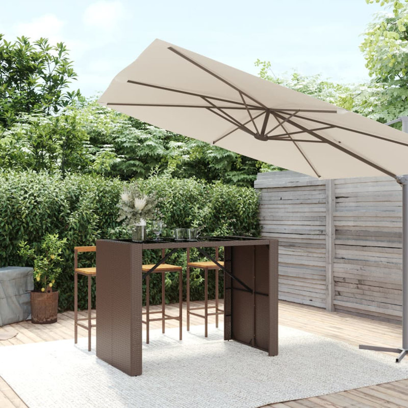 Lavel Rectangular Metal Outdoor Bar Table , cm W 80cm cm D, 110cm H x 145cm L x 80cm D, Brown