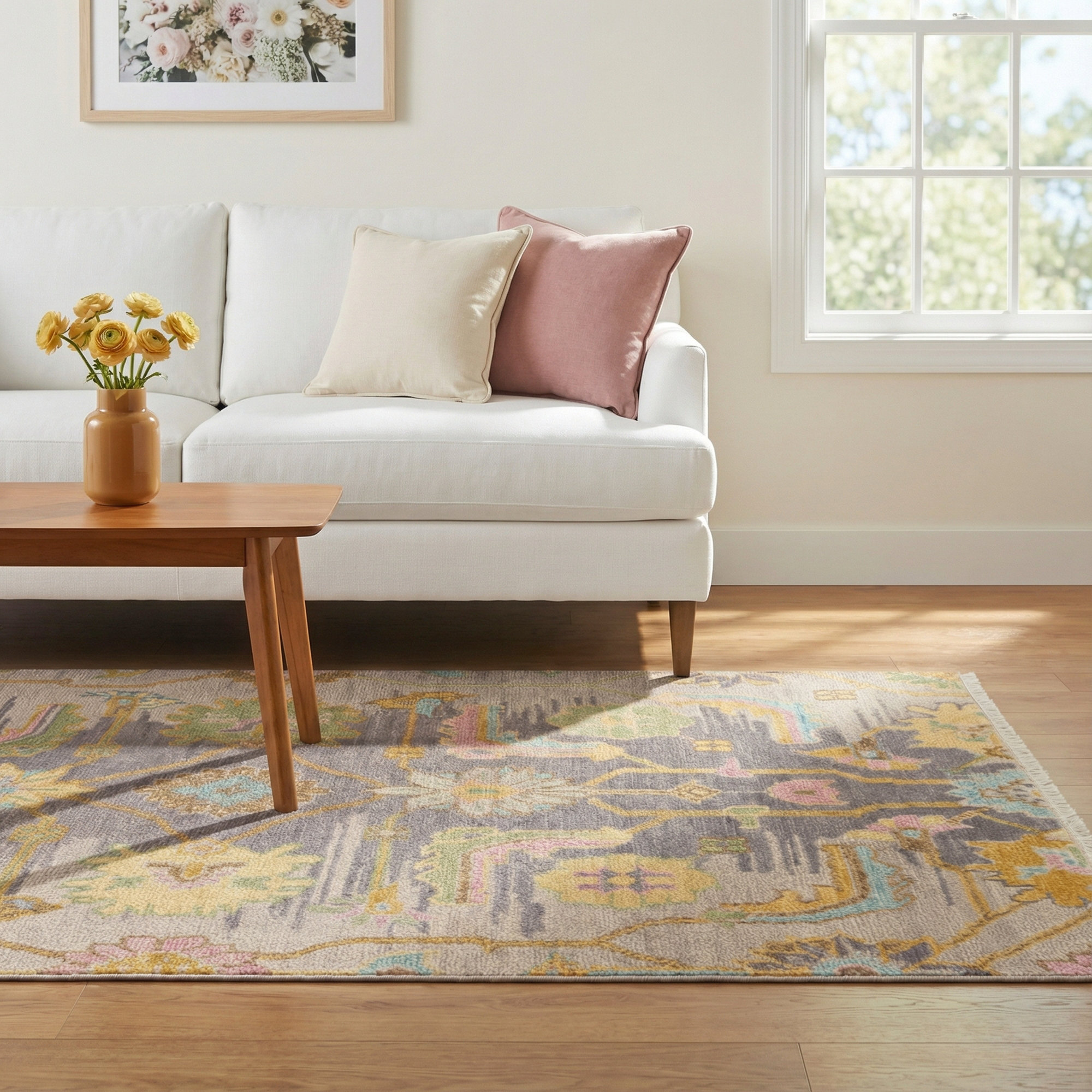 Iris Multi Hand Knotted Wool Rug, Rectangle 5' x 8'
