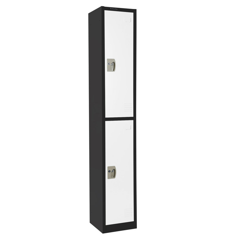 Casier 2 portes 72 po x 12 po x 12 po à 2 portes en acier avec serrure à clé - Rangement pour employés, étudiants, salle de sport, lieu de travail - Comprend les tablettes, les crochets, la ventilation et le porte-carte - Assemblage facile