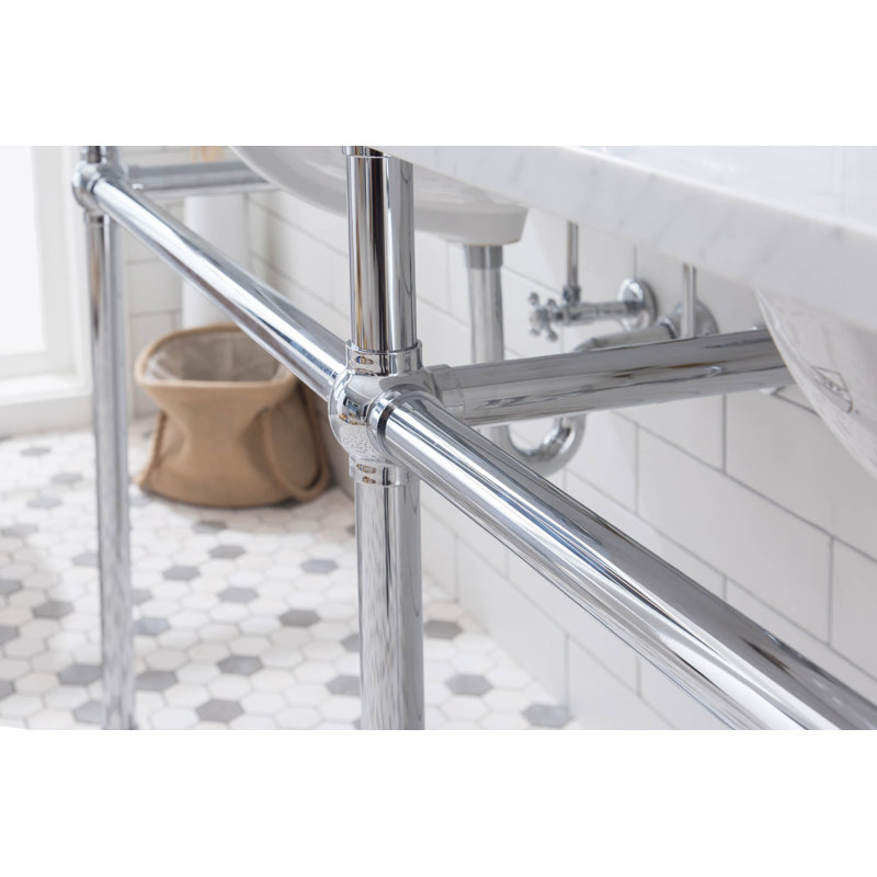 Embassy Stone Oval Console Bathroom Sink with Faucet and Overflow, Chrome