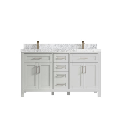 60'' Double Bathroom Vanity with Quartz Top