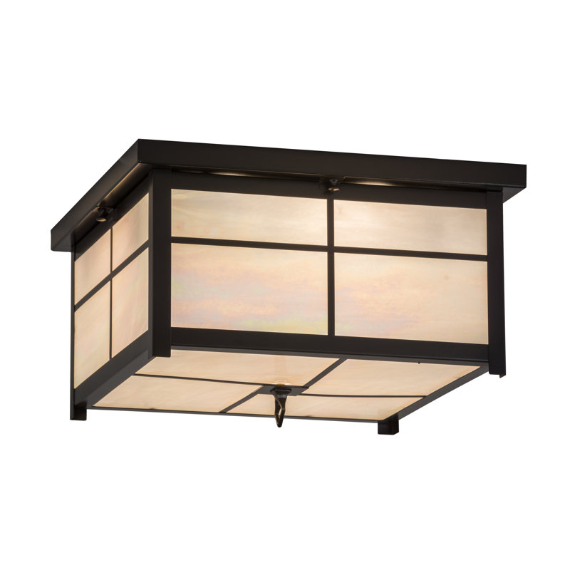 Glass Flush Mount, White Iridescent