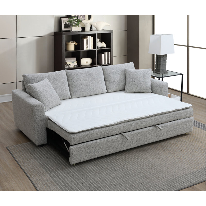 Canapé-lit modulaire avec coussins Beige Boucle