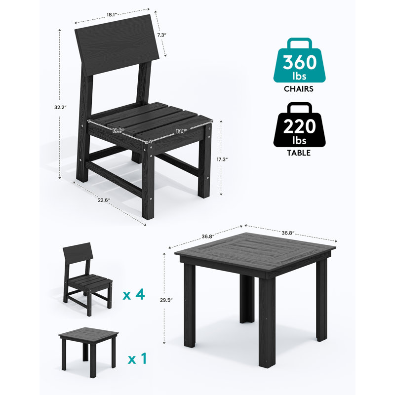 Chaise d'appoint de patio, Noir