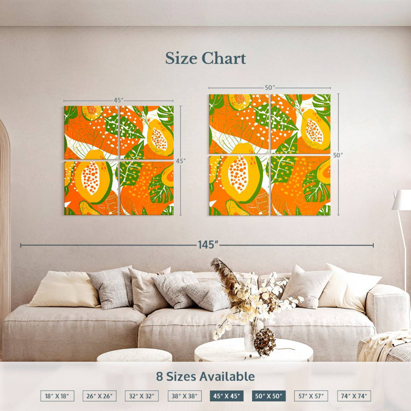 Tropical Papayas, 45" H x 45" W