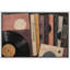 Œuvre de vinyle rétro et épines de livre abstrait, photos de salon, impression sur toile encadrée-131636350-131636352