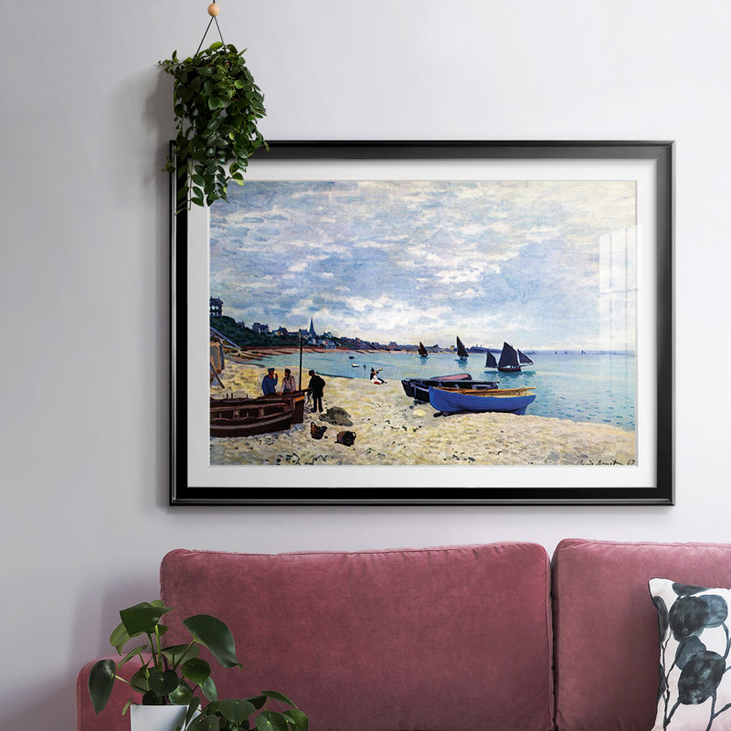 «The Beach At Sainte Adresse # 2», reproduction encadrée sur papier par Claude Monet, Noir, H 19 po x l 27 po x P 1,5 po
