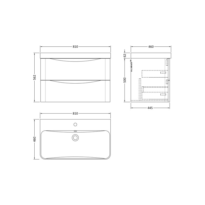 Lunar Bathroom Vanity, Satin White, 80.7 cm W