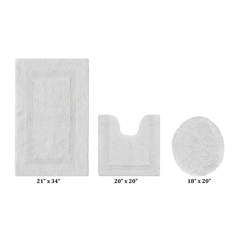 Annerose Premium 100% Cotton 3 Piece Bath Rug Sets, Machine Washable, Super Absorbent & Tufted Weave Reversible Bath Mat for Bathroom, Shower, and Tub, Oeko-Tex Certified Bathroom Rugs