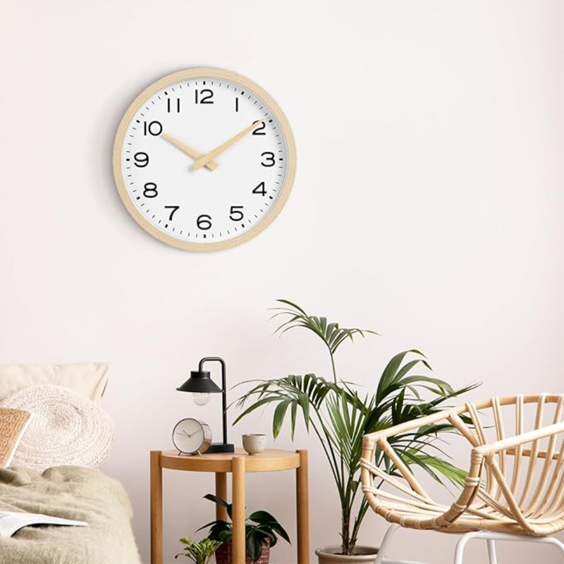 Horloge murale AKCISOT, horloges murales de cuisine Boho de 10 pouces sans pile, horloge moderne silencieuse décorative pour chambre à coucher, bureau, salle de bain, salon, maison (grain de bois)