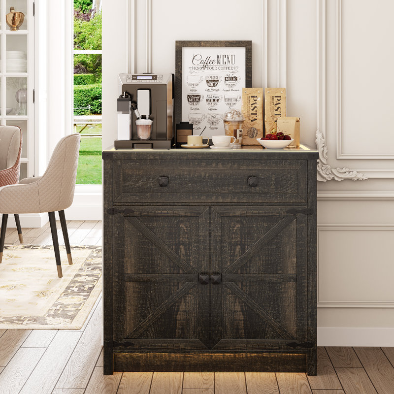 Buffet avec lumière DEL 31,5 po Delmonta, Brun
