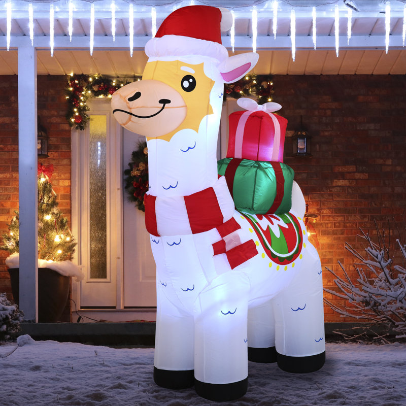 Lama de Noël avec cadeaux gonflables