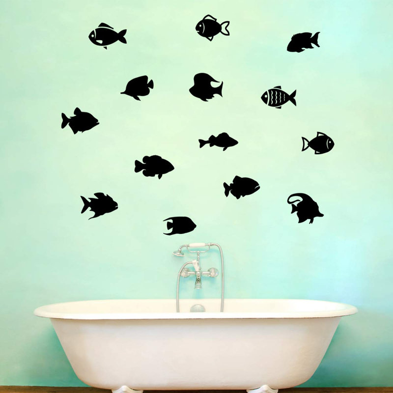 Décalcomanie murale "school of fish version 2" (ensemble de 14) Boley, Noir
