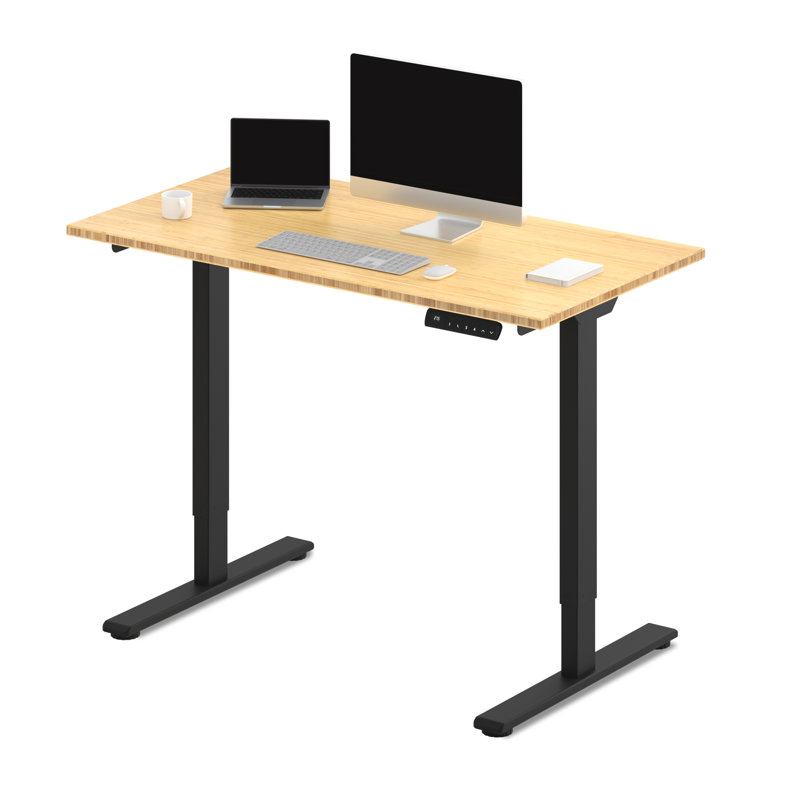 Bamboo Dual Motor Electric Standing Desk, Black,  46.65" H x 48" W x 24" D