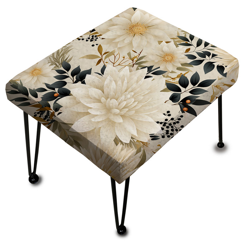 Carnation Mandalas Flowers Boho Pattern II - Floral Rectangle Ottoman