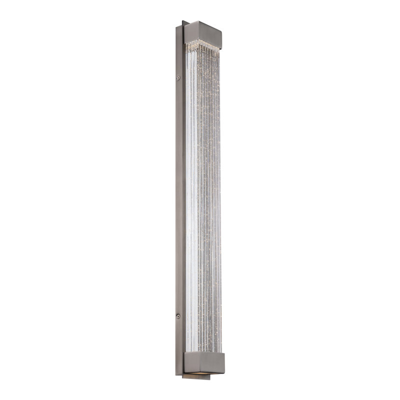 Tower 1 - Light LED Dimmable Aged Brass Flush Mounted Sconce, 27" H x 3" W x 2.5" D, Brushed Nickel