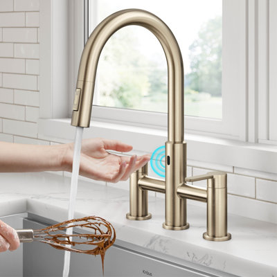Robinet de cuisine à capteur sans contact avec douchette extractible KRAUS Oletto