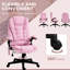 Chaise de bureau rose avec vibration et chaleur à 6 points, dossier inclinable à haut dossier, rembourrage pour une expérience assise améliorée, chauffage vibrant en rose, dossier en lin, rembourrage des accoudoirs, siège réglable