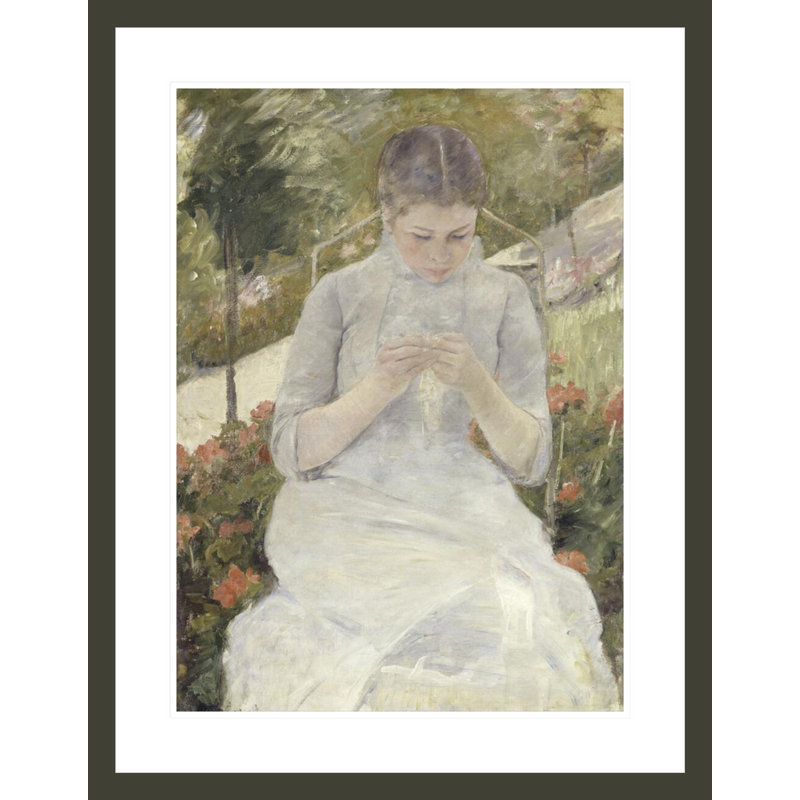 «Girl in the Garden» par Mary Cassatt, impression giclée sur cadre, H 29,5 po x l 23 po