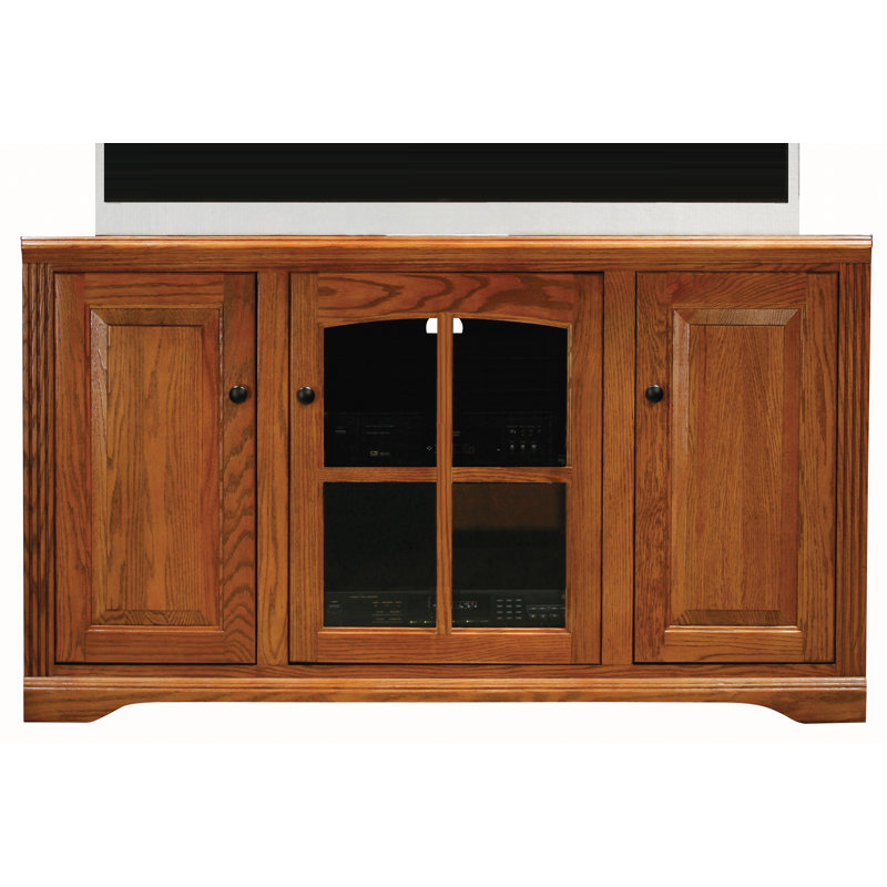 Rafeef Solid Wood Corner TV Stand, Medium Oak, 32" H x 55" L x 17" W