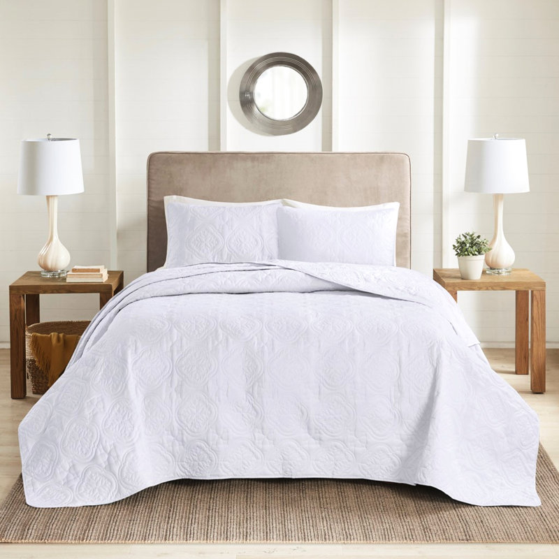 3 couvre-lits très grand / très grand - blanc, surface en microfibre, rembourré, magnifique, lavable à la machine en microfibre réversible, attrayant