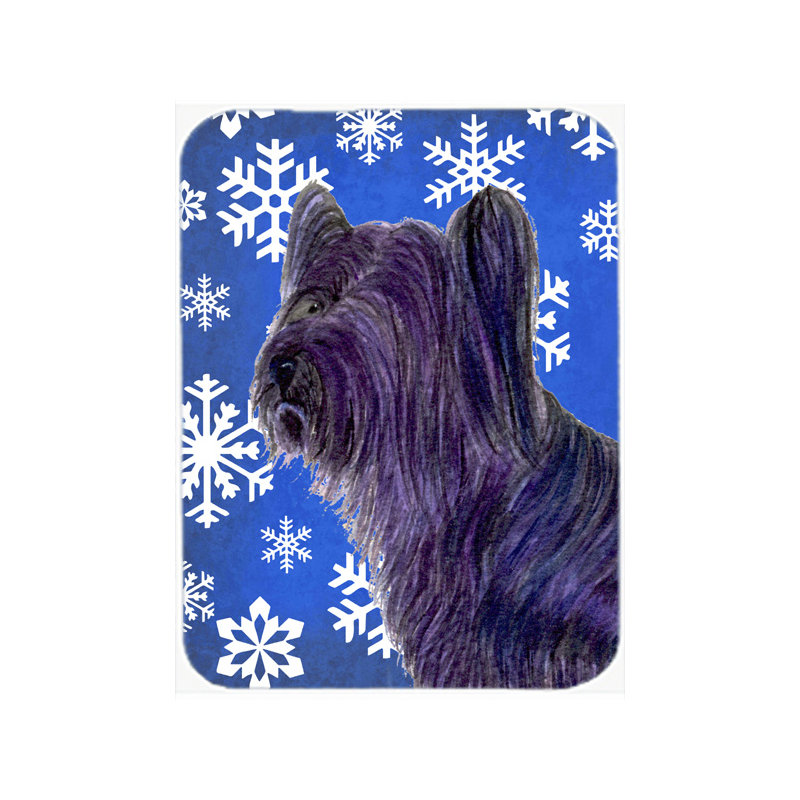 Planche à découper en verre de skye à aile de vacances terrier Ashlynn, Bleu / Blanc