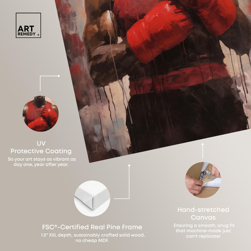 King of Boxing Red Canvas Gallery Wrapped Poster Art