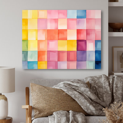 Paster Color Cubes Patterns II - Geometric Metal Wall Art MT137618