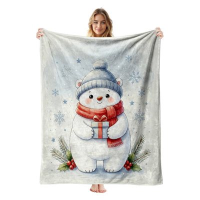 Plaid de Noël en flanelle polaire JYK, léger, respirant, doux et chaud en microfibre pelucheuse, 127 x 152 cm, motif rennes Fair Isle