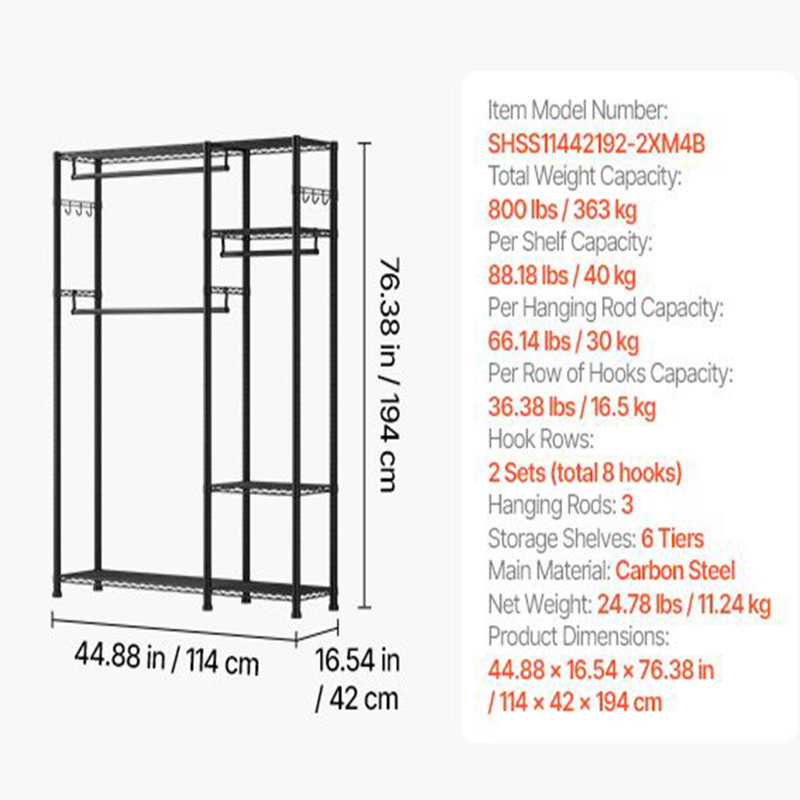 6 Adjustable Tiers Clothes Racks
