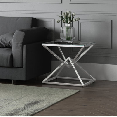 Ause Glass Top Frame End Table