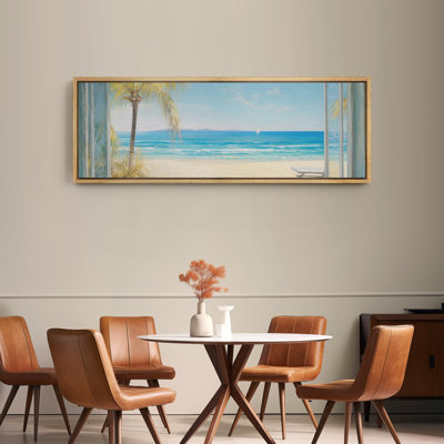 «Coastal Beach View With Palms Tropical Seaside», reproduction d'art sur toile