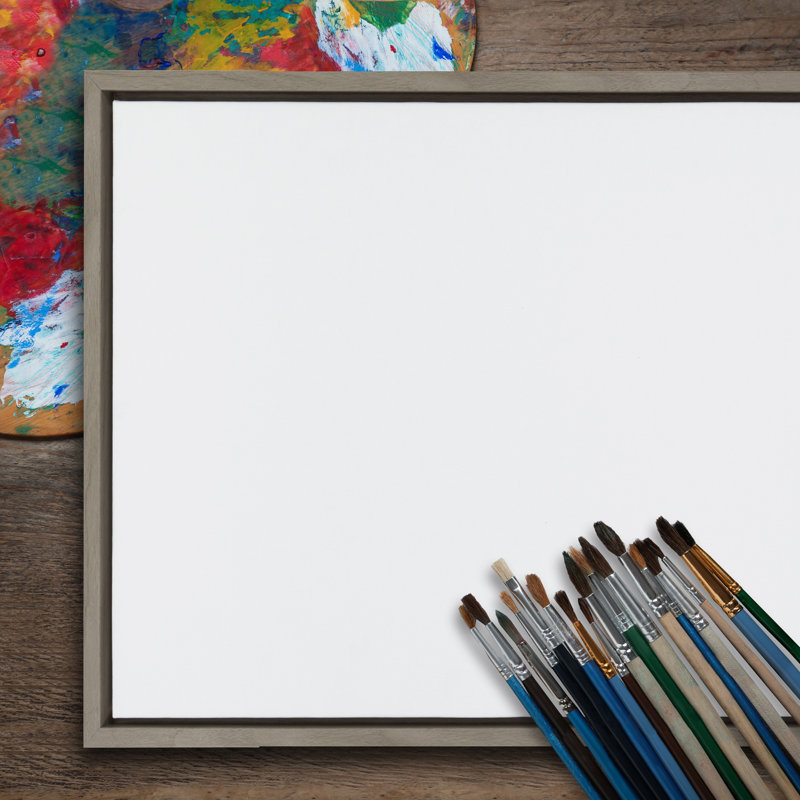 Peinture vierge sur toile encadrée, Encadré gris