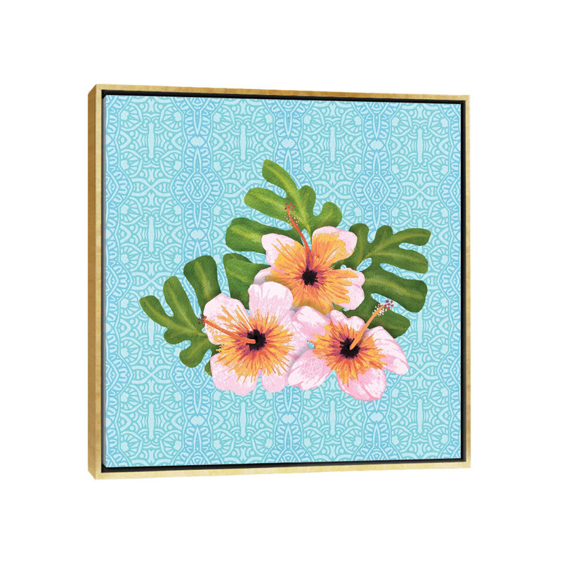 Hibiscus - par Angelika Parker, impression, H 26 po x l 26 po x P 1,5 po, Toile encadrée d'or, Aucun mat