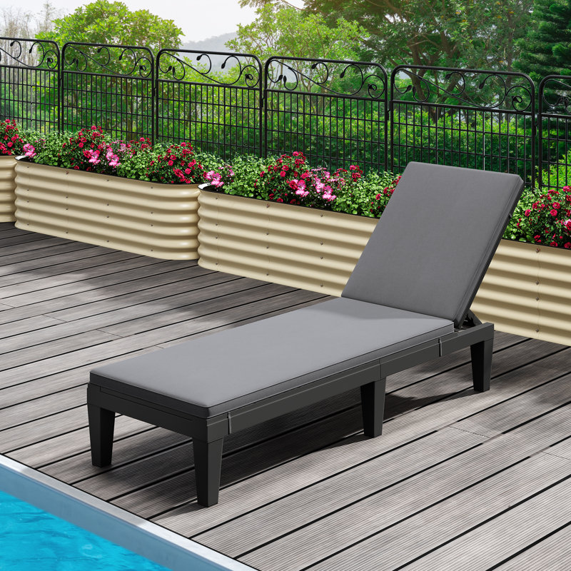 Alizay 74.5'' Long Reclining Single Chaise with Cushions, Black