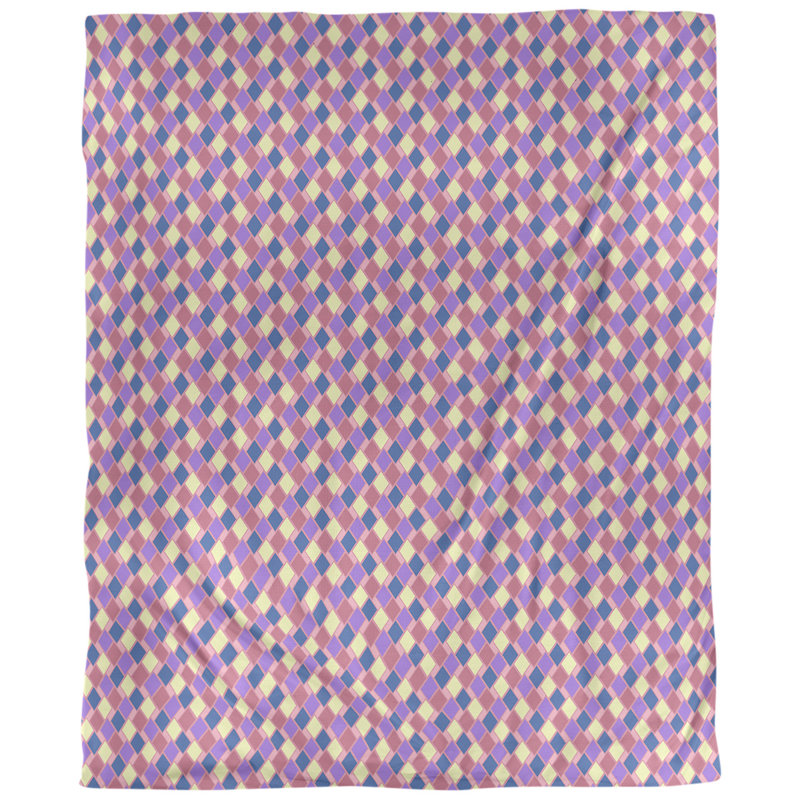 Tissu diamants, Rose / Mauve, L 56 po x l 36 po, Coton peigné de base