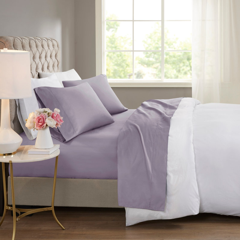 Ensemble de draps Cooling, Queen Sheet Set with 2 Pillowcases, Purple