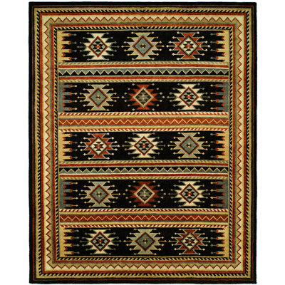 Wool Southwestern Area Rug in Black