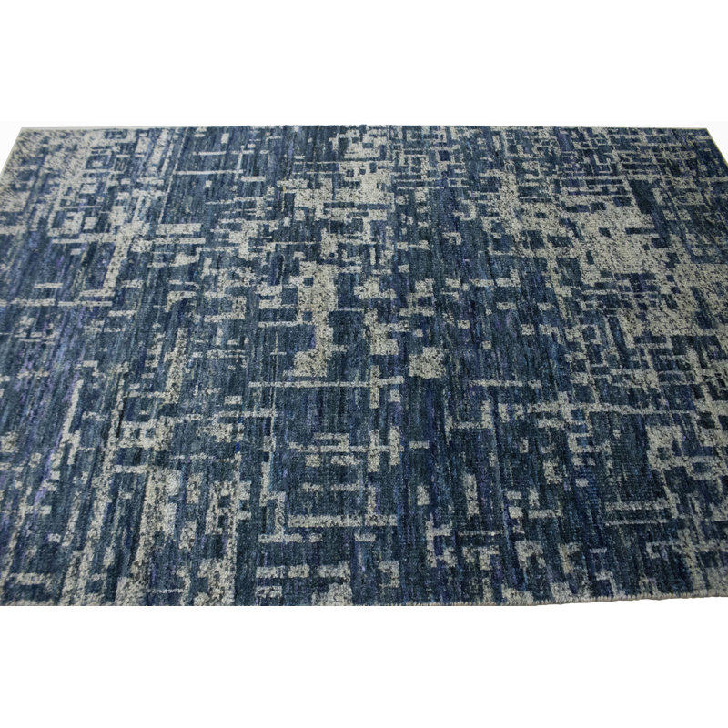 Tapis crème abstrait noué à la main