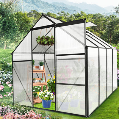 Serre en polycarbonate d'extérieur avec toit incliné 73,91 po Profond pour un arrangement de plantes polyvalent