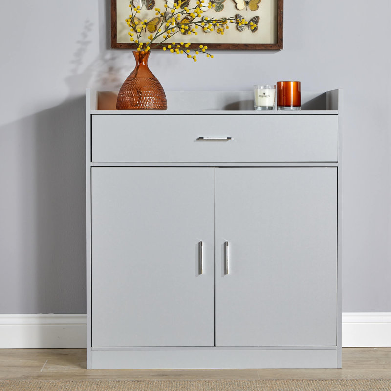 Novara 2 Door 1 Drawer Hallway Shoe Storage Cabinet, Grey