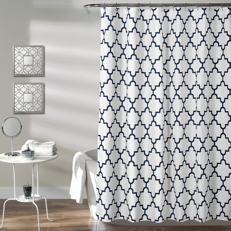 Bellagio Geometric Shower Curtain, Navy